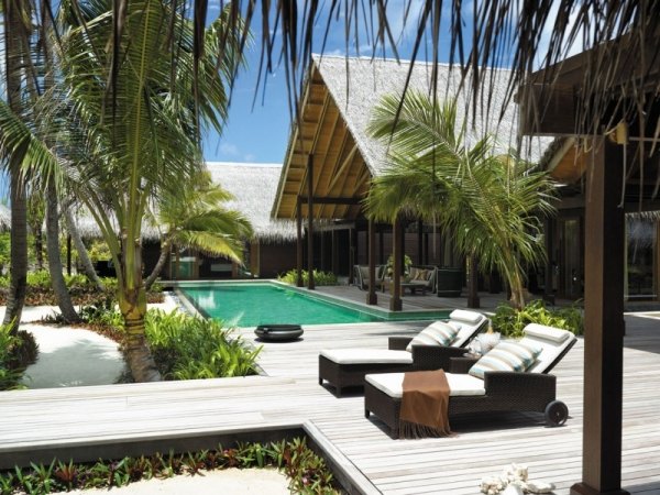 Spa resort villa Maldiverna Villingili ö terrass