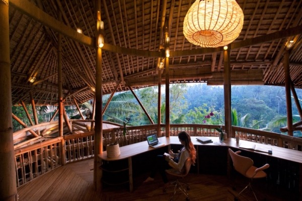Green Village Bali Bamboo House Workspace