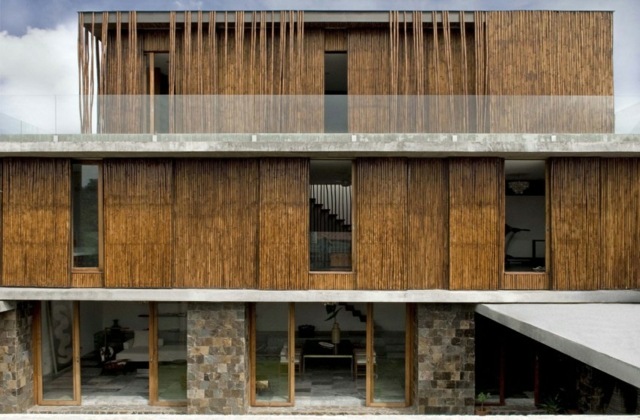 Fasaddesign bambu sten bygga naturmaterial hållbart