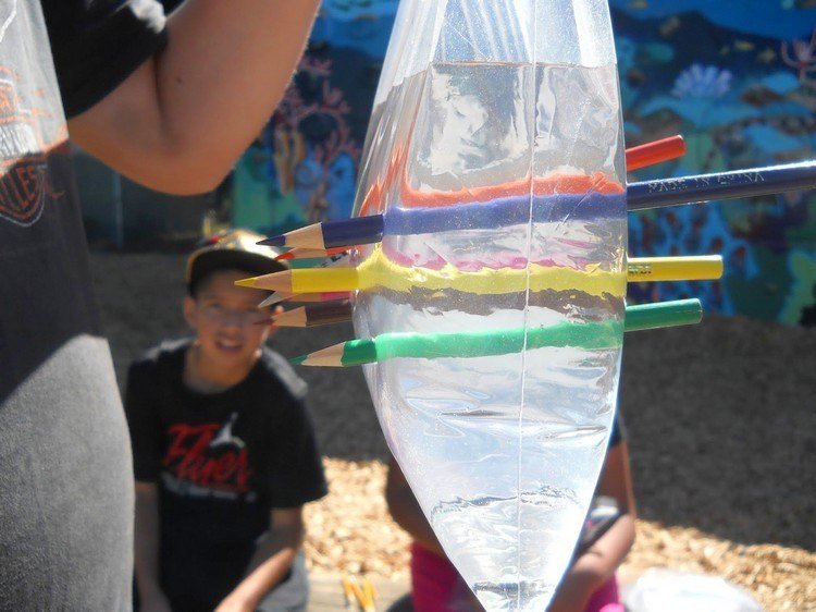 experiment-barn-utomhus-vatten-trick-väska-färgglada-pennor-läckagesäkra