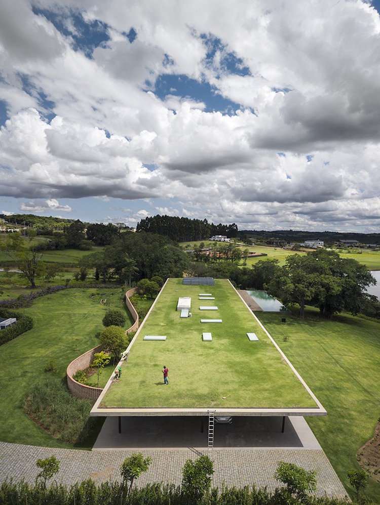 omfattande grönt tak design plan hus brasilien grönt tak murverk natur grönt utrymme arkitektur fågelperspektiv omgivning