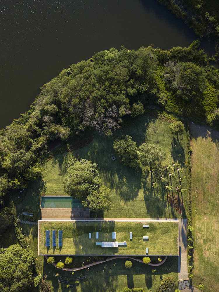 omfattande grönt tak design plan hus brasilien grönt tak murverk natur grönt utrymme arkitektur fågelperspektiv