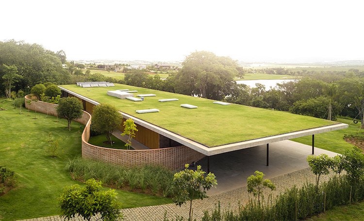 omfattande grönt tak design plan hus brasilien grönt tak murverk natur grönt utrymme arkitektur murverk tegel