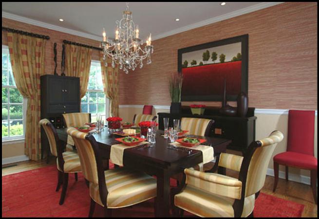 extravagant matsal - guld och röd design