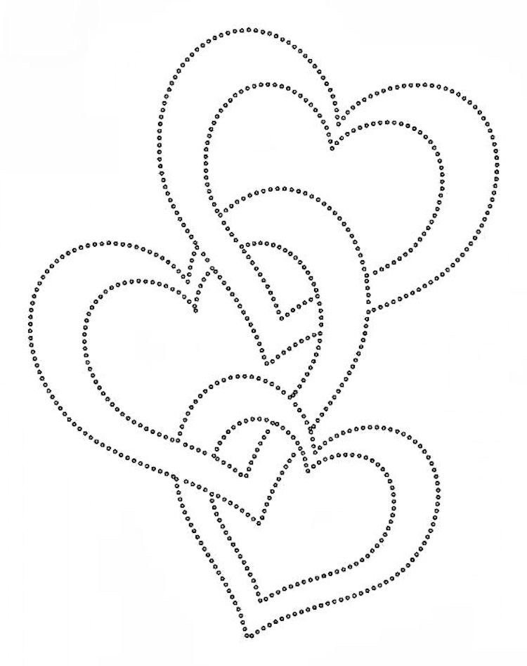 tråd-bilder-naglar-hjärta-kärlek-sammanflätade-mall-skriva ut