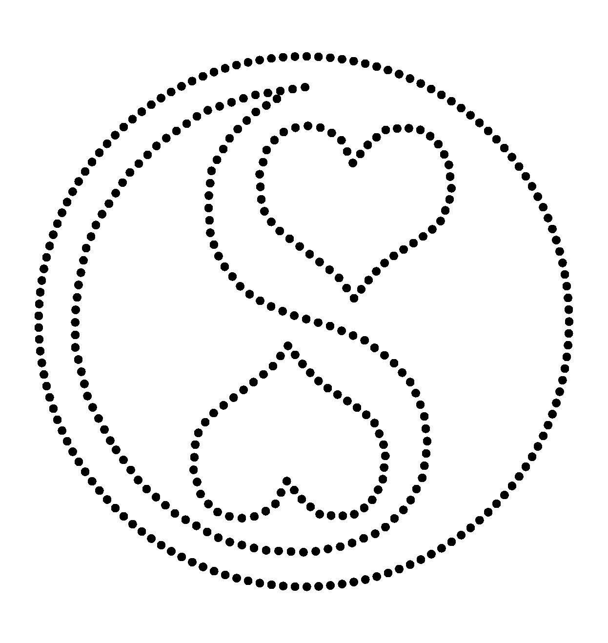 Tråd bild hjärta mall Yin Yang att skriva ut