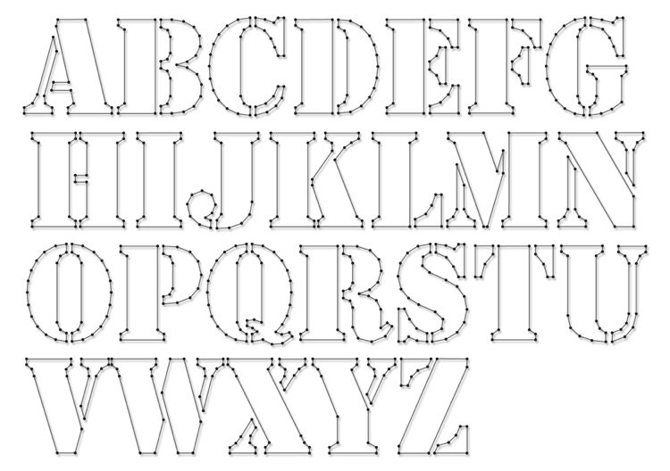tråd bilder motiv mall alfabetet bokstäver naglar