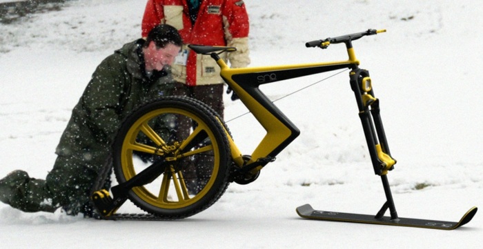 cykel för snöskidkedja gul design venn