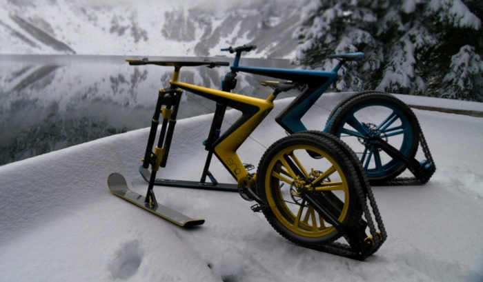 cykel för snögul blå sportvinter