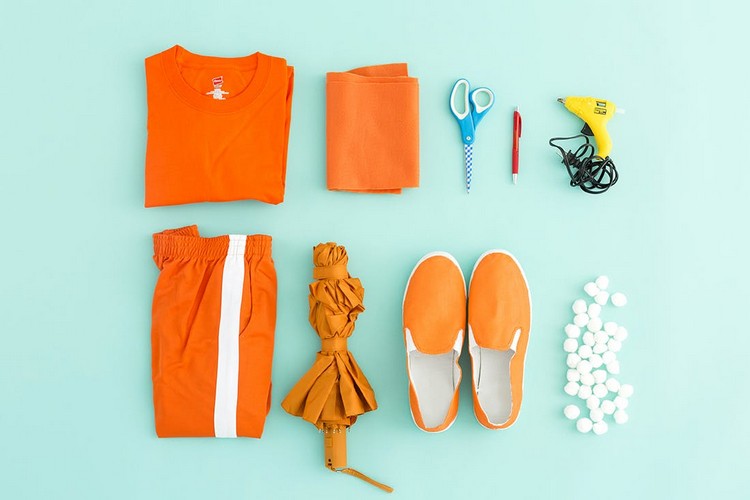 kostym bläckfisk hank orange kläder material tinker