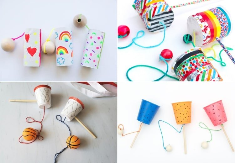 Tinker catching cups - idéer med plast- och papperskoppar, toalettrullar och pingisbollar