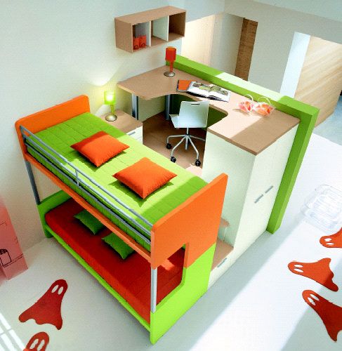 färgglada-barnrum-möbler-stark-grön-orange