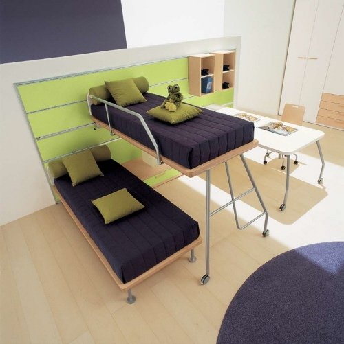 färgglada-barn-rum-möbler-loft sängar-rullar