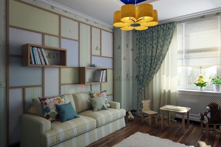 färg vägg design idé trä remsor tapet mönster parkett