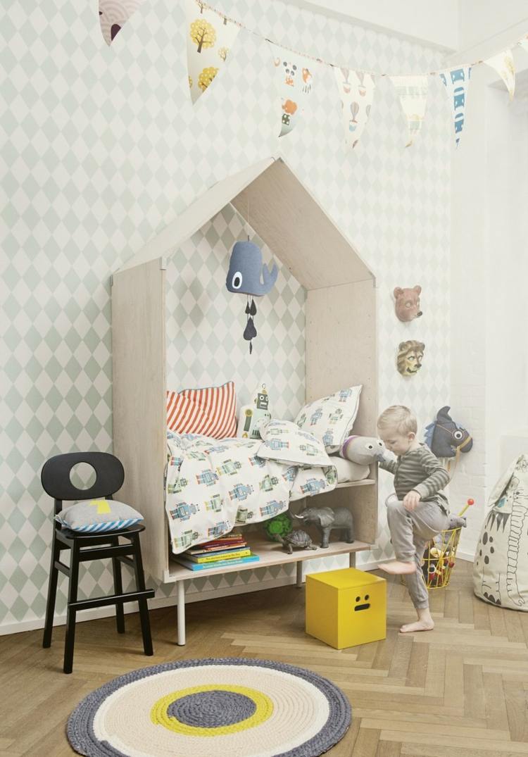 färg och väggdesign grå plädmönster tapetkrans