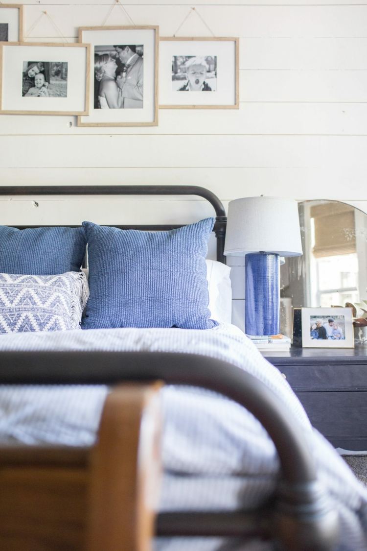 Sovrumsmöbler trender hemtillbehör i blå skandinavisk livsstil