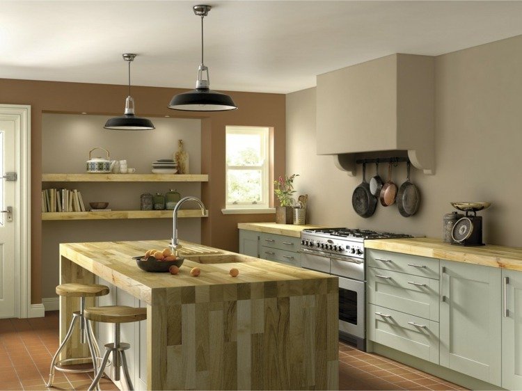 Färg kök beige terakottafärger moderna rustika möbler