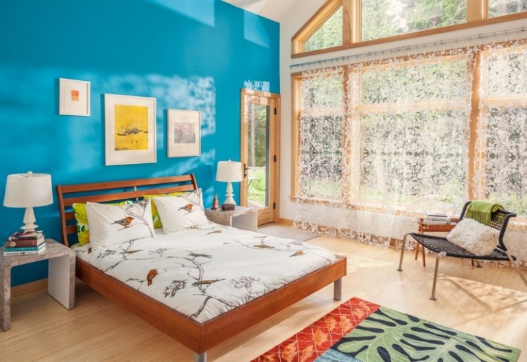 Färger-vägg-sovrum-turkosblå idéer