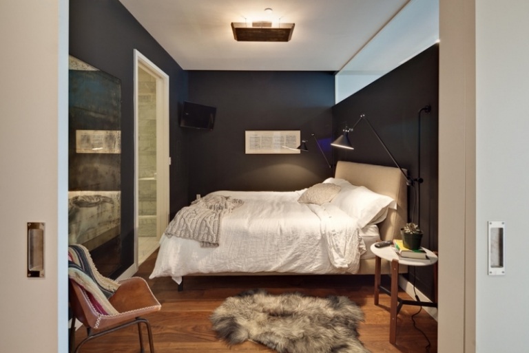 Färger-vägg-sovrum-svart-modern-vit