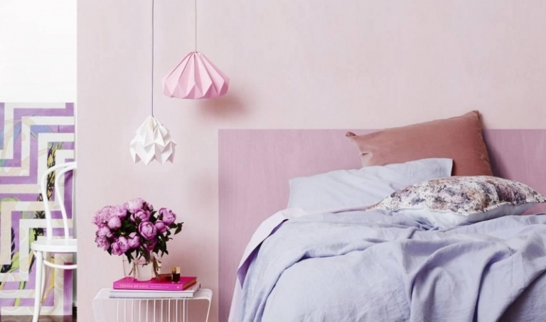 Färger för väggen sovrum-modern-rosa-väggfärg