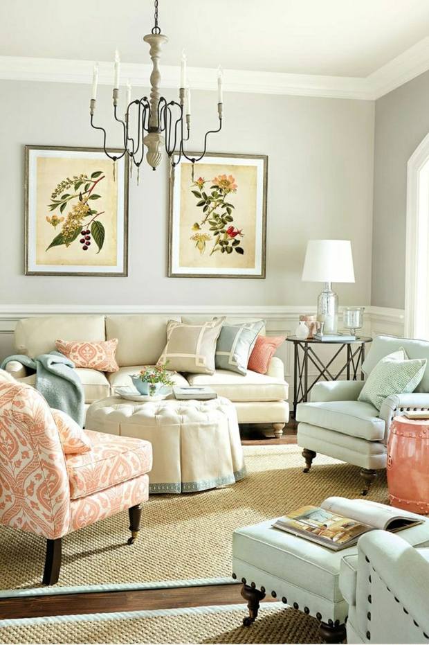 Väggfärger beige pastellfärger möbler rosa ljusblå beige naturmaterial