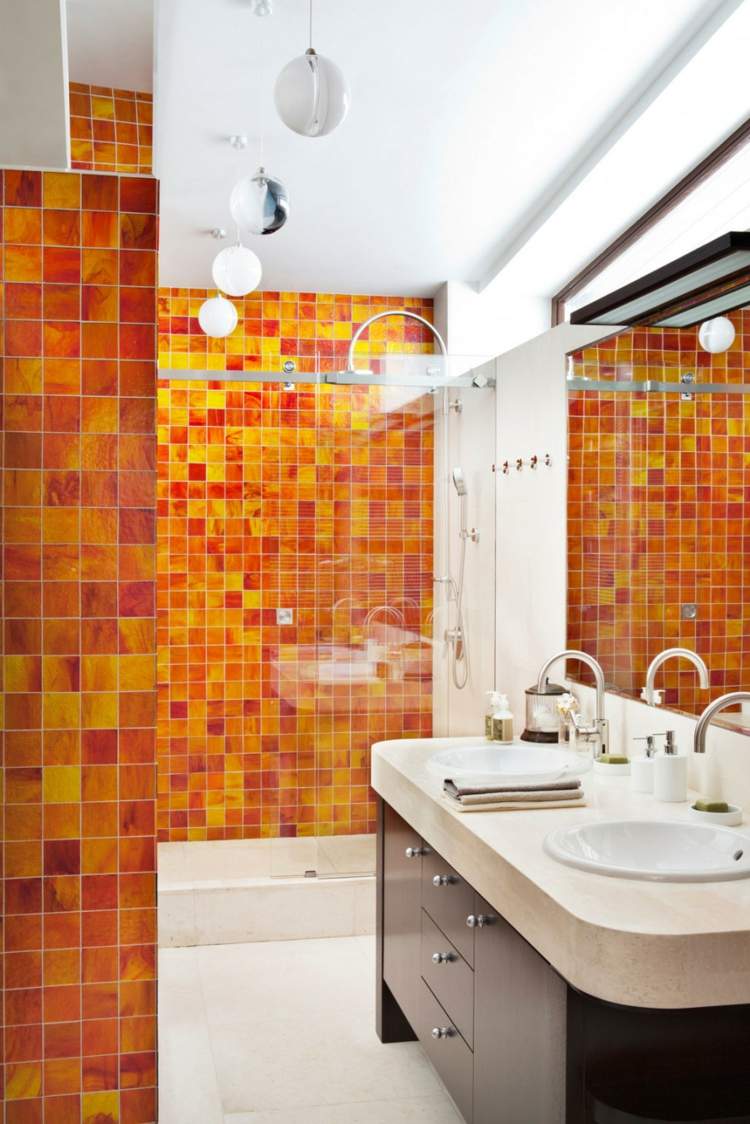 Färger badrum orange vägg idéer design