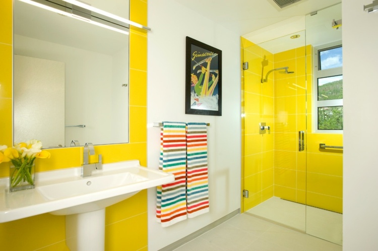 Färger badrum gul färgglada form handduk