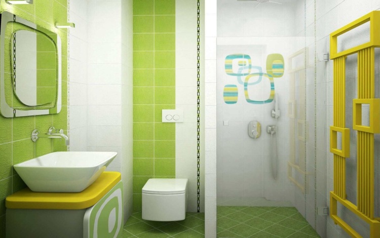 Färger badrum gröna kakel vägg duschkabin