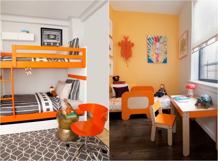 färger-barnrum-exempel-orange-loft-säng-väggfärg