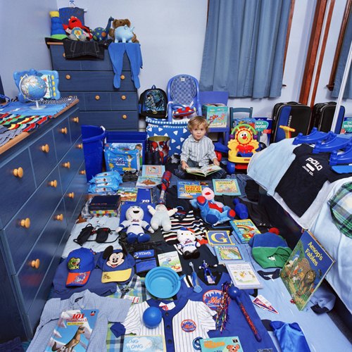 Barnrum för pojkar blå skåp leksaker