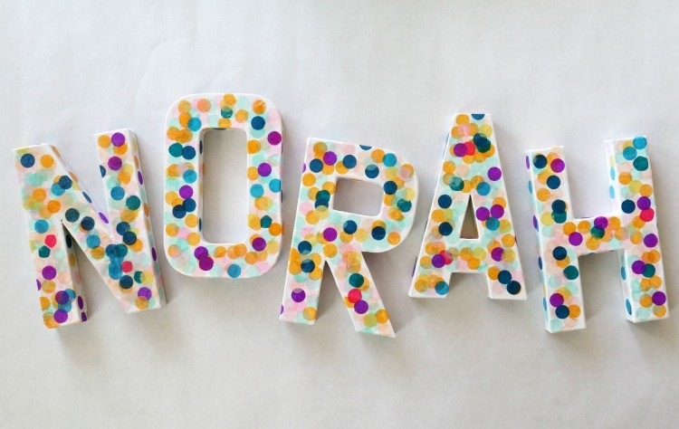 pappbokstäver dekorera konfetti baby shower