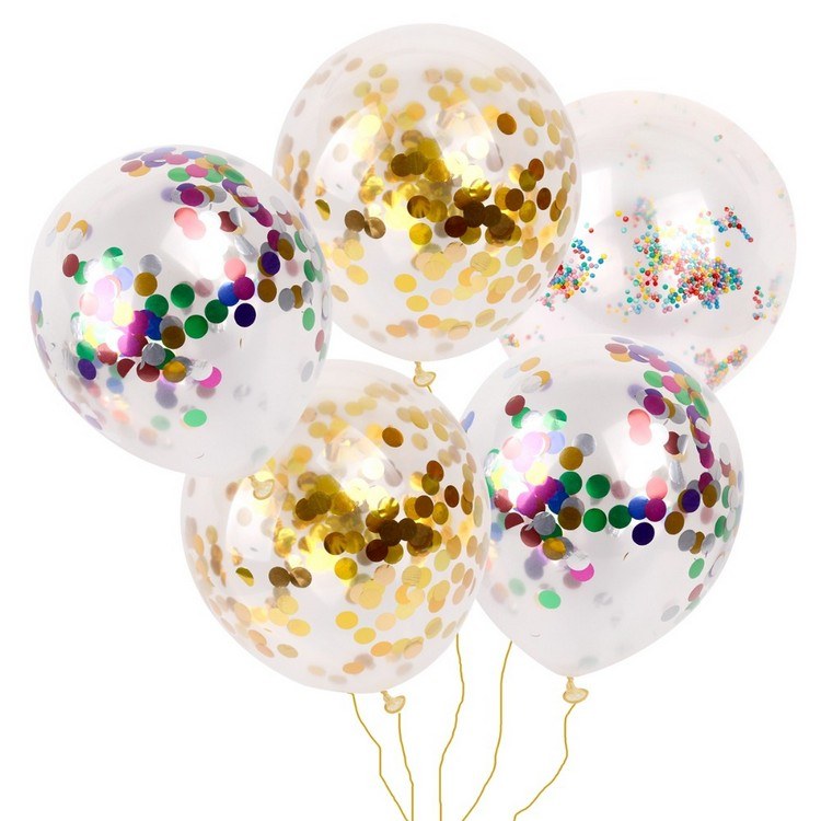 baby shower idéer dekoration ballonger konfetti färgglada
