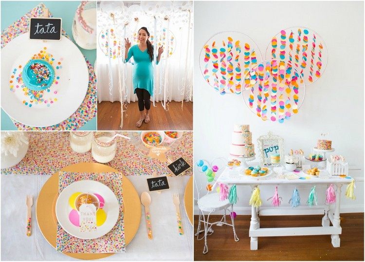 baby shower idéer tema strössel dekoration dessertbord