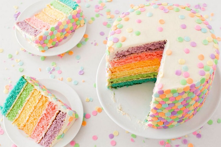 rainbow cake baby shower tema strössel