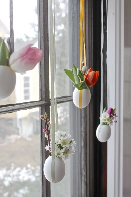 Äggskålar hänger upp mini blomkrukor dekoration idé-loopar
