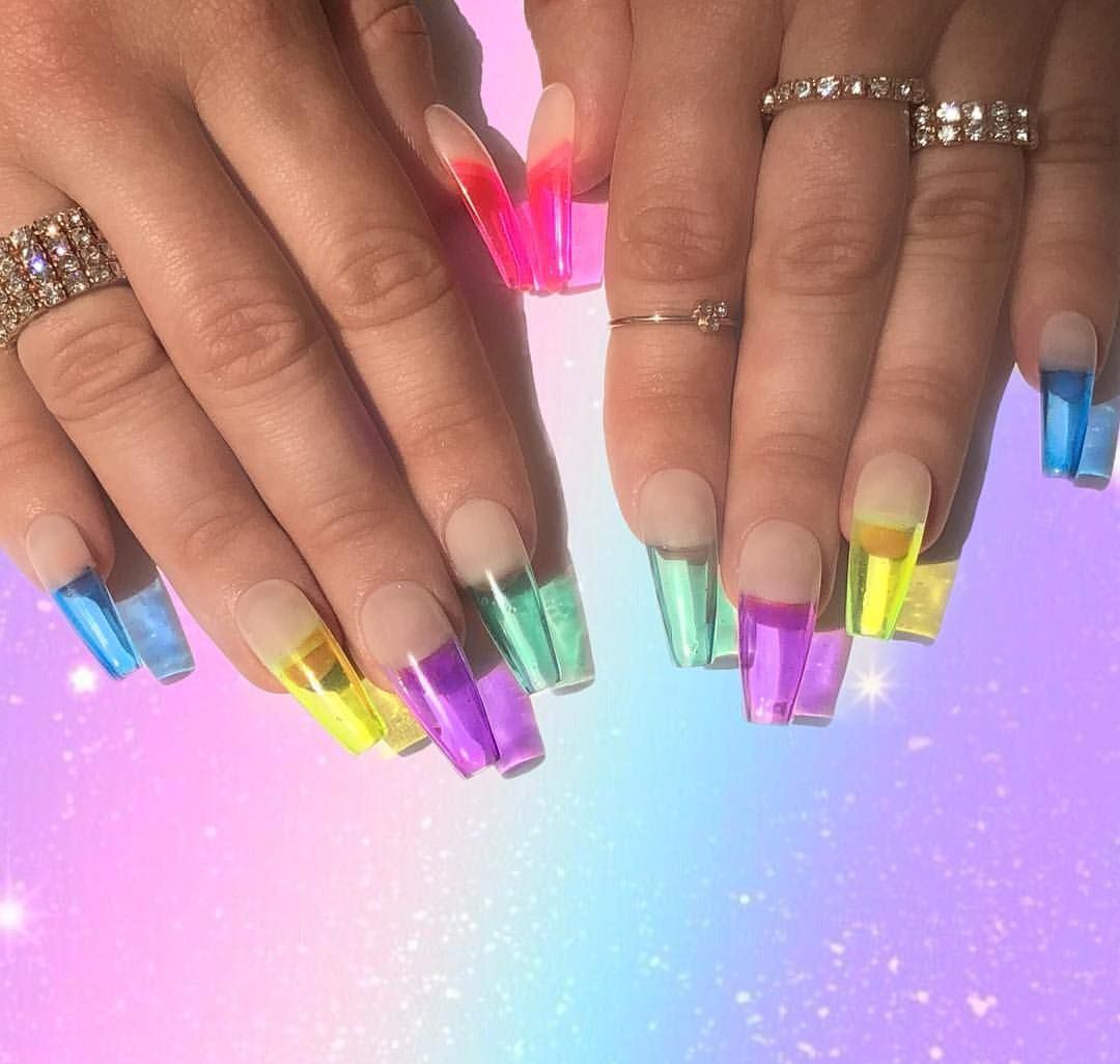 Jelly Nails nail trend neonfärger rainbow naglar sommar