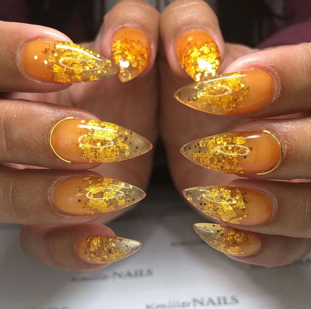 Jelly Nails nagelfolie guldspik dekoration sommar stilett naglar nageldesign sommar