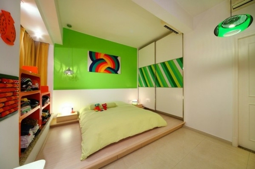 Lägenhet i Hongkong-grönt-modernt sovrum