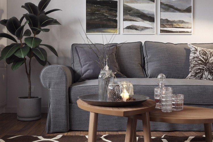 golv brun soffa grå färgkombination vardagsrum