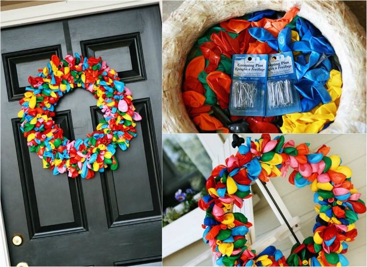karneval-dekoration-pyssla-färgglada-dörr-krans-ballonger