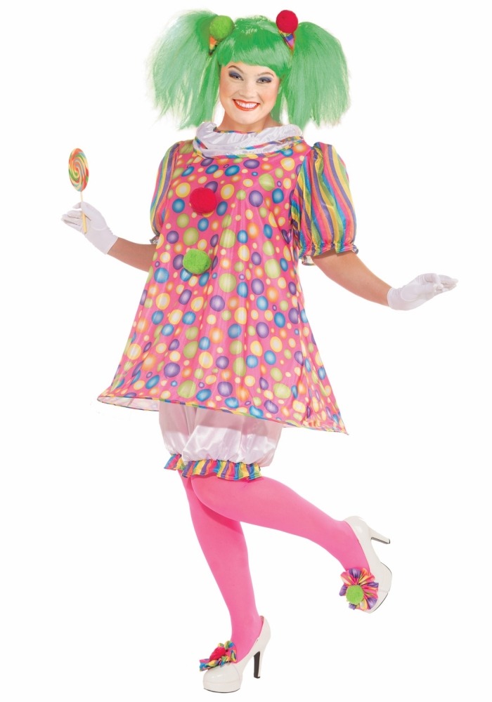 färgrik-clown-kostym-för-kvinnor-karneval-förklädnad-grön peruk