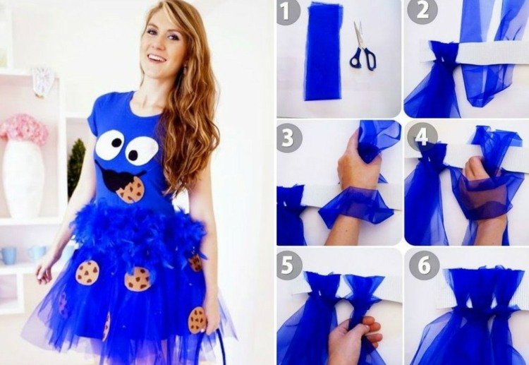 karneval kostymer cookie monster-blå-tutu-cookies-diy