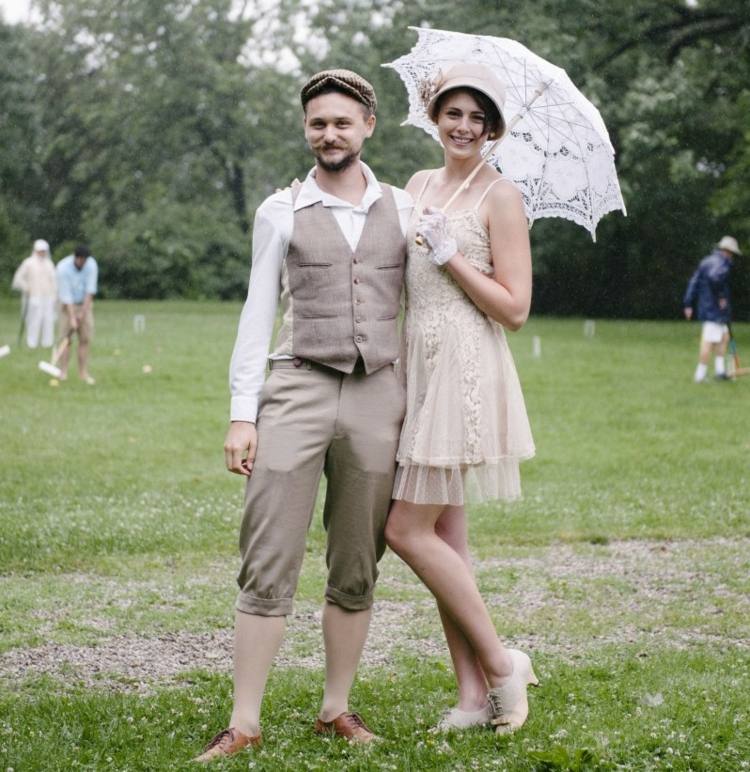 karneval motto idéer gatsby-20s-vintage-spets-parasoll-klänning-män