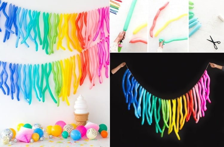 Gör fantastiska festkransar i regnbågsfärger med festballonger