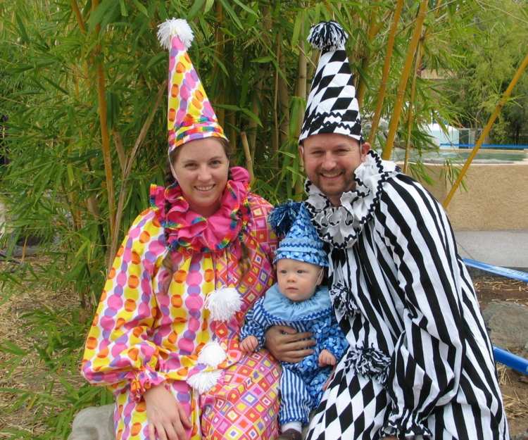 Carnival kostymer män kvinnor baby clown kostym gör dig själv