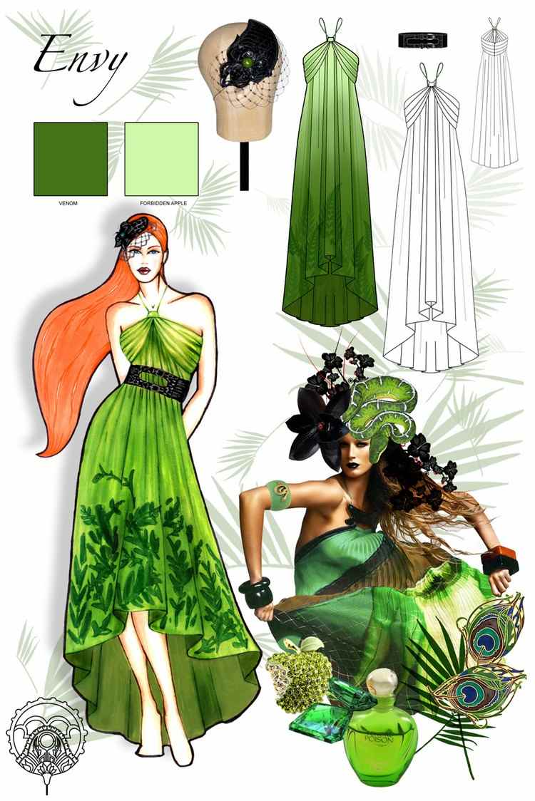 Faschingskostueme-2015-avund-svartsjuka-grön-grimma-hals-klänning