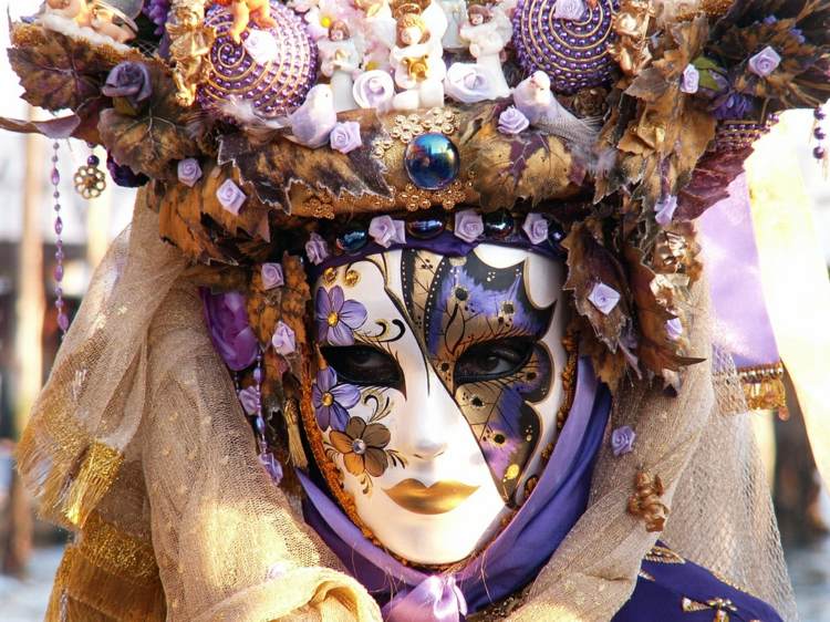 karnevalskostymer för kvinnor lila fjärilsmask venedig
