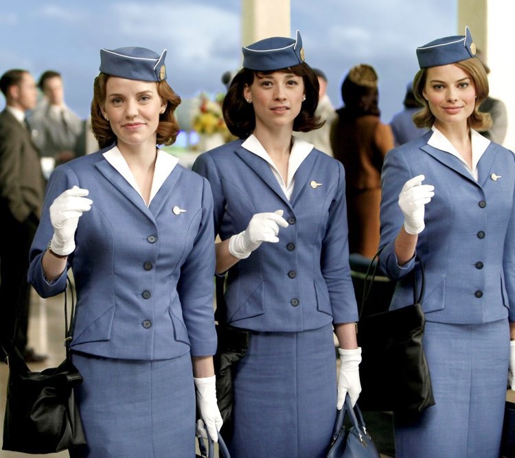 Flygvärdinna stewardess kostym hatt vita handskar