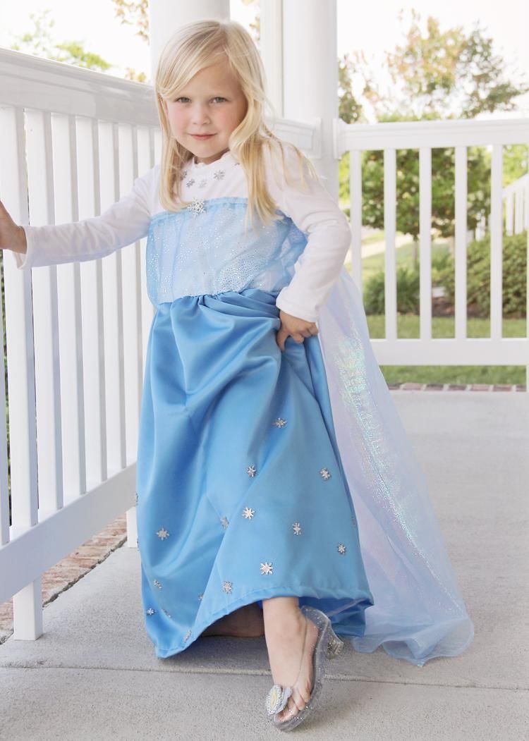 Karnevalskostymer för barn-gör-det-själv-is-drottning-elsa-klänning-tjej-blå-vit-snöflinga-dekoration