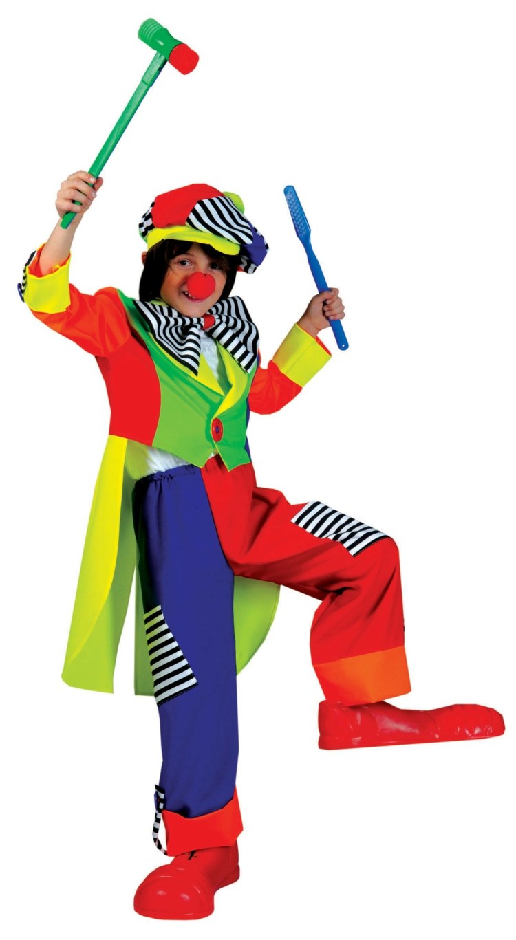 karnevalskostymer online clown färgglada stora skor näshatt